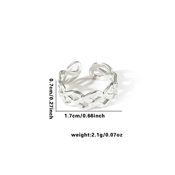 Wholesale Titanium Steel Ring Geometric Style With Heart Flower Leaf Letter Number Text Pattern Electroplated