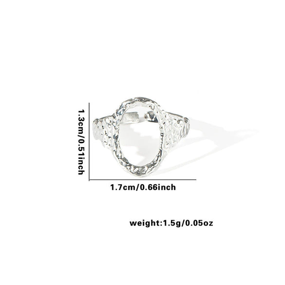 Wholesale Titanium Steel Ring Geometric Style With Heart Flower Leaf Letter Number Text Pattern Electroplated