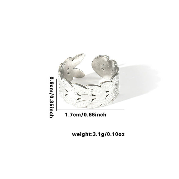 Wholesale Titanium Steel Ring Geometric Style With Heart Flower Leaf Letter Number Text Pattern Electroplated
