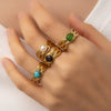 Wholesale Titanium Steel Ring Inlaid With Colorful Natural Stone Geometric U Shape Electroplated Unisex