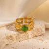 Wholesale Titanium Steel Ring Inlaid With Colorful Natural Stone Geometric U Shape Electroplated Unisex