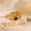 Wholesale Titanium Steel Ring Inlaid With Colorful Natural Stone Geometric U Shape Electroplated Unisex