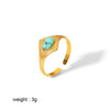 Wholesale Titanium Steel Ring Inlaid With Turquoise And Diamond In Light Luxury Style 18K Gold Plated Stainless Steel For Unisex