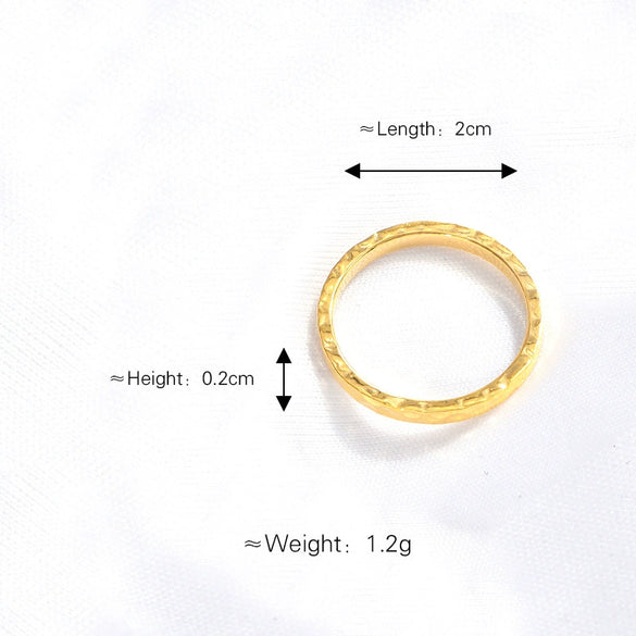 Wholesale Titanium Steel Ring Irregular Texture Hammered Geometric U Shape 18K Gold Electroplated
