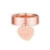 Wholesale Titanium Steel Ring Light Luxury Business Style Heart Shape Real Gold Plated Unisex