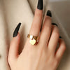 Wholesale Titanium Steel Ring Light Luxury Business Style Heart Shape Real Gold Plated Unisex