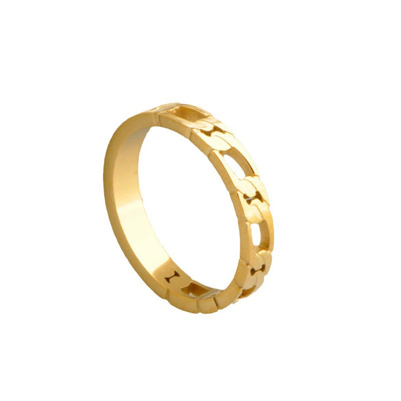 Wholesale Titanium Steel Ring Retro Hollow Flat Chain Winding Style With Letters Numbers Text Electroplated For Women