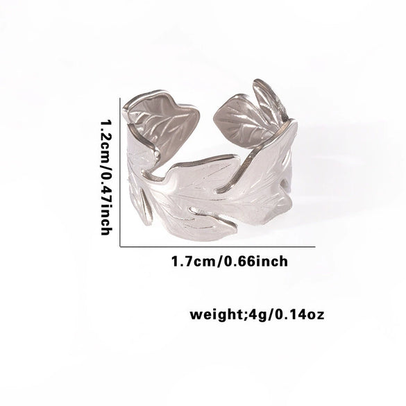 Wholesale Titanium Steel Ring Retro Style With Leaves Heart Shape Flower Letters Numbers Electroplating For Women