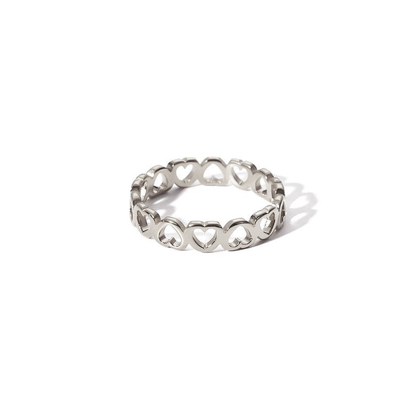 Wholesale Titanium Steel Ring Stainless Steel Hollow Heart Couple Style Pvd Furnace Real Gold Plating Women's Jewelry Ring