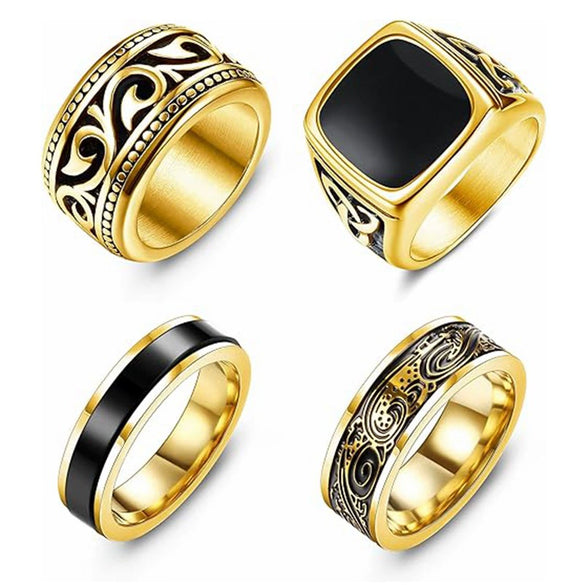 Wholesale Titanium Steel Ring Wave Pattern Polished Unisex Fashion Retro Jewelry
