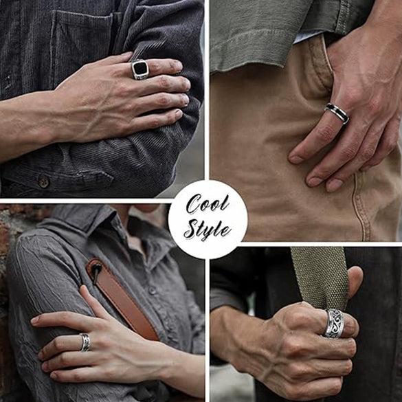 Wholesale Titanium Steel Ring Wave Pattern Polished Unisex Fashion Retro Jewelry