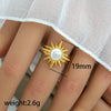 Wholesale Titanium Steel Ring With Black And White Enamel Geometric Design Retro Opening Non Fading Real Gold Plated