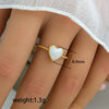 Wholesale Titanium Steel Ring With Black And White Enamel Geometric Design Retro Opening Non Fading Real Gold Plated