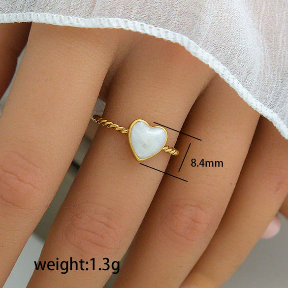 Wholesale Titanium Steel Ring With Black And White Enamel Geometric Design Retro Opening Non Fading Real Gold Plated