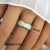 Wholesale Titanium Steel Ring With Black And White Enamel Geometric Design Retro Opening Non Fading Real Gold Plated