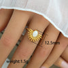Wholesale Titanium Steel Ring With Black And White Enamel Geometric Design Retro Opening Non Fading Real Gold Plated