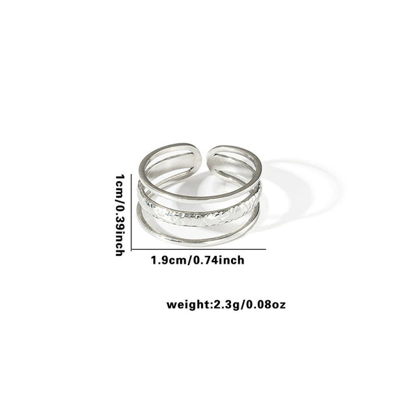 Wholesale Titanium Steel Ring With Chain Hollow Design Electroplated Geometric Style Heart Shape Flower Leaves Letters Numbers Text For Women