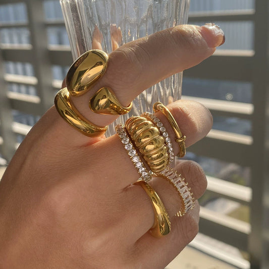 Wholesale Titanium Steel Ring With Geometric Design And Electroplating For Women