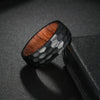 Wholesale Titanium Steel Ring With Hammering Pattern Inlaid Pear Flower Wood And Letters Numbers Text Styling