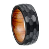 Wholesale Titanium Steel Ring With Hammering Pattern Inlaid Pear Flower Wood And Letters Numbers Text Styling