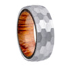 Wholesale Titanium Steel Ring With Hammering Pattern Inlaid Pear Flower Wood And Letters Numbers Text Styling