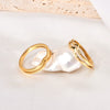 Wholesale Titanium Steel Ring With Irregular Wave And Peach Heart Shape Glossy Electroplated With Letters Numbers Text
