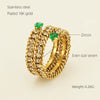 Wholesale Titanium Steel Ring With 18K Gold Inlaid Zircon And Diamond In Geometric High Sense Design For Women