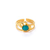 Wholesale Titanium Steel Ring With Multicolor Natural Stone Geometric Shape Niche Style Electroplated