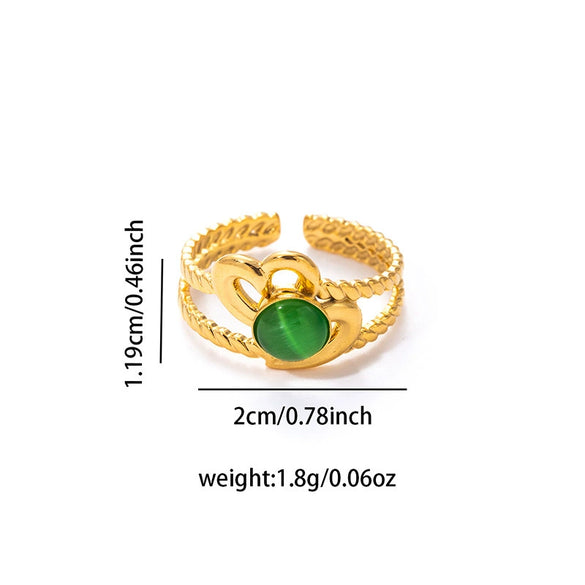Wholesale Titanium Steel Ring With Multicolor Natural Stone Geometric Shape Niche Style Electroplated