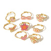 Wholesale Titanium Steel Ring With Peach Powder Drop Oil Design Flower And Insect Patterns