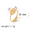 Wholesale Titanium Steel Ring With Peach Powder Drop Oil Design Flower And Insect Patterns