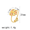 Wholesale Titanium Steel Ring With Peach Powder Drop Oil Design Flower And Insect Patterns