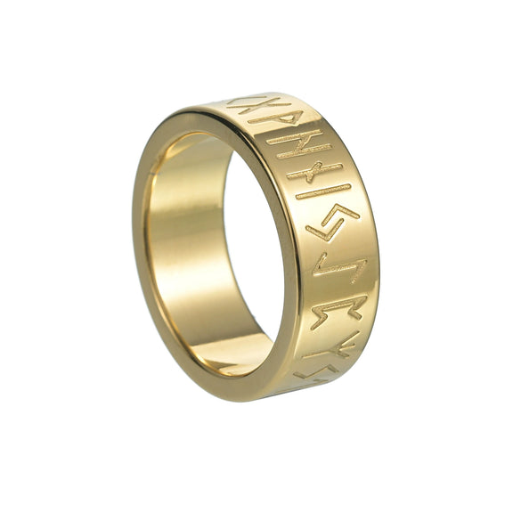 Wholesale Titanium Steel Rings With Nordic Pirate Viking Text Rune Pattern And Electroplating Treatment
