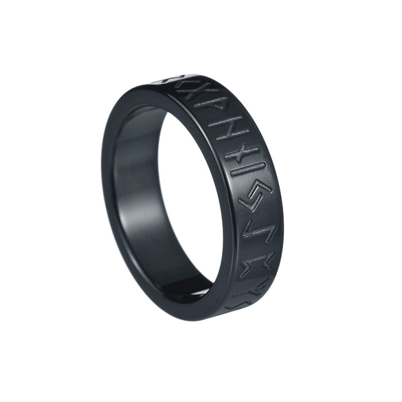 Wholesale Titanium Steel Rings With Nordic Pirate Viking Text Rune Pattern And Electroplating Treatment