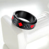 Wholesale Titanium Steel Rotatable Ring With Spades And Red Plum Blossom Square Playing Card Pattern And Electroplating Process