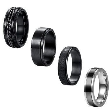 Wholesale Titanium Steel Rotating Decompression Ring Geometric Style Electroplated Unisex Jewelry