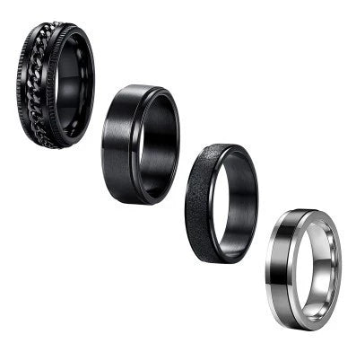 Wholesale Titanium Steel Rotating Decompression Ring Geometric Style Electroplated Unisex Jewelry