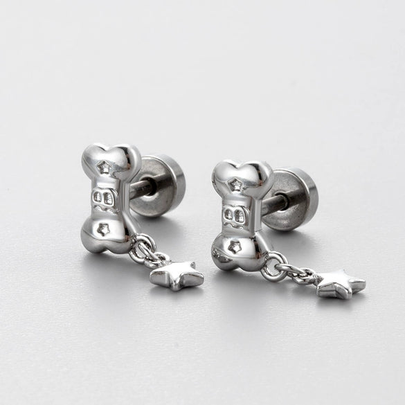 Wholesale Titanium Steel Round Cake Bone Ear Bone Nail With Electroplating Treatment And Cute Personality Style