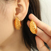 Wholesale 316L Stainless Steel Round Embossed Earrings Jewelry With Shell Design Personality Style