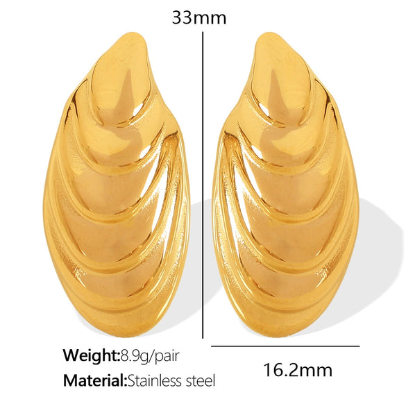 Wholesale 316L Stainless Steel Round Embossed Earrings Jewelry With Shell Design Personality Style