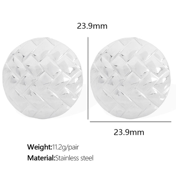 Wholesale 316L Stainless Steel Round Embossed Earrings Jewelry With Shell Design Personality Style