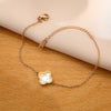 Wholesale Titanium Steel Simple Black Edge Doublesided Clover Anklet For Women Fashion Jewelry With Ochain Styling