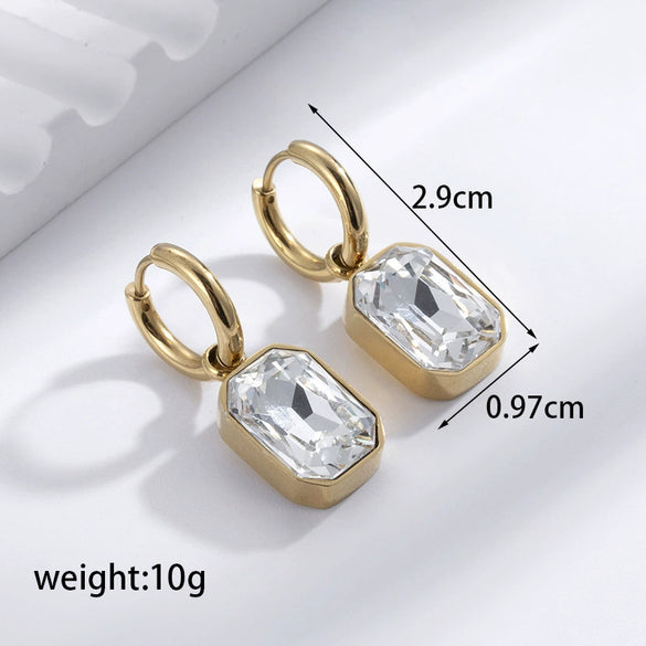 Wholesale Titanium Steel Simple Fashion Versatile Microset Diamond Round Geometric Earrings With Electroplating