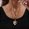Wholesale 316L Stainless Steel Simple Geometric And Flower Pendant Twist Chain Necklace With Electroplating