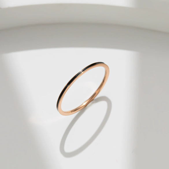 Wholesale Titanium Steel Simple Geometric Electroplating Ring For Women