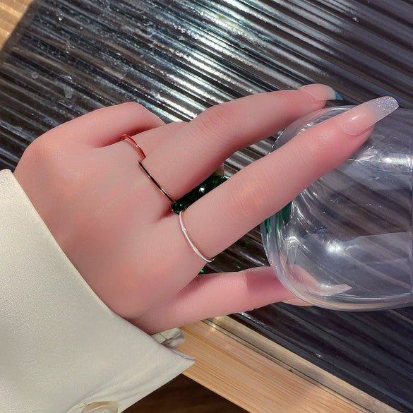 Wholesale Titanium Steel Simple Geometric Electroplating Ring For Women