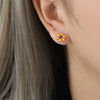 Wholesale 316L Stainless Steel Small Fresh Geometric Flower Shape Electroplated Women's Earrings