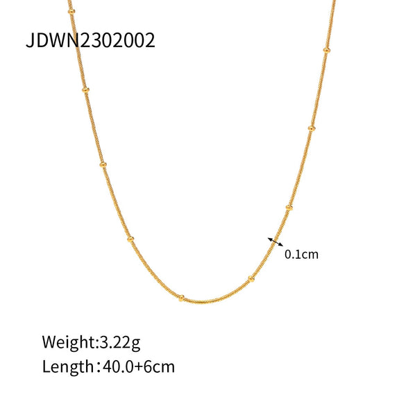 Wholesale Titanium Steel Small Fresh Necklace With Round Bead Snake Chain Geometric Pattern Electroplating Treatment