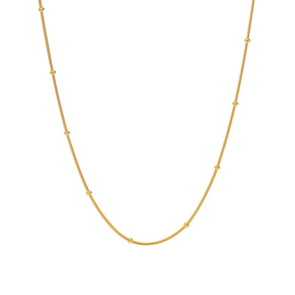 Wholesale Titanium Steel Small Fresh Necklace With Round Bead Snake Chain Geometric Pattern Electroplating Treatment
