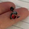 Wholesale Titanium Steel Snake And Flower Earrings With Inlaid Zircon Unisex Rose Cut Diy Hand Set